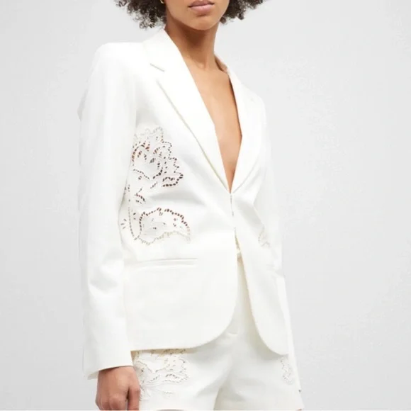 Derek Lam 10 Crosby Winter White Embroidered Blazer - Picture 1 of 7